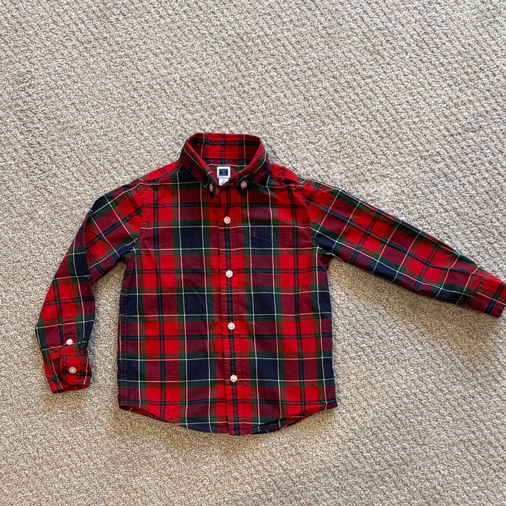 Janie and Jack Red and Black Plaid Button-Down Shirt